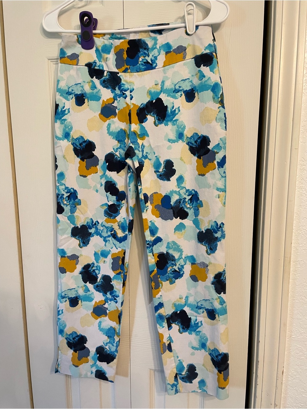 Zac & Rachel Floral Capri Leggings - Teal, Navy & Mustard